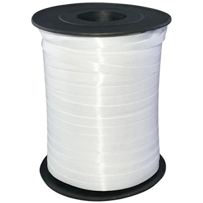 Abbildung von AERZETIX C54022 Spule/bandrolle/band/schnur ballonband/geschenkband 0.5 cm x 450 m für geschenkverpackung/dekoration/zeremonie/hochzeit/geburtstag/party farbe weiß