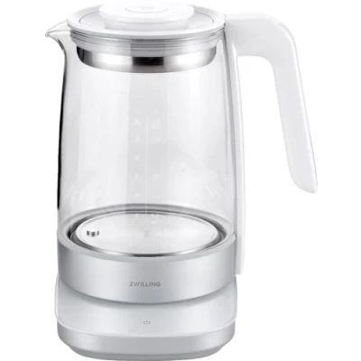 Abbildung von ZWILLING ENFINIGY Wasserkocher aus Glas mit Teesieb &amp; Temperatureinstellung Teetimer, 185o Watt, 1,7 Liter, Weiß
