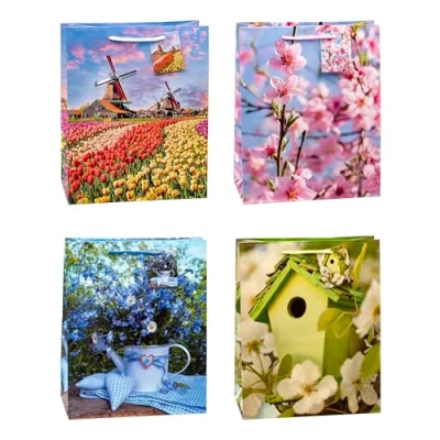 Abbildung von TSI Geschenktüten FRÜHLING, 12er Packung, Größe: Groß (HxBxT 32 x 26 13,5 cm), Art. Nr. 83310