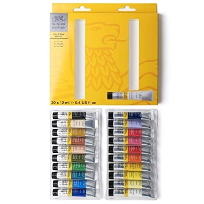 Abbildung von Winsor &amp; Newton 2190606 Galeria Acrylfarben Set, Mehrfarbig, 20 Farben Starterset, 240 Milliliter