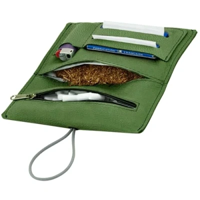 Abbildung von SIMARU Tabaktasche aus hochwertigem Echt Leder für 30g Tabakbeutel, Echtleder Dreher Tasche/Drehtabaktasche inkl. Filterfach und Plättchen Halter (Geyser)
