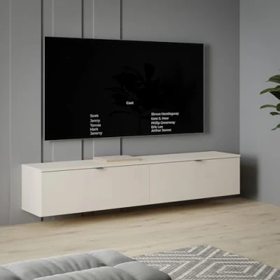 Abbildung von FORTE LIBERTAD moderner Fernsehtisch TV Schrank Lowboard 180 360 für Fernseher 55 65 80 Zoll, Wohnzimmer, hängend oder stehend, Kaschmir Beige, 179,6 cm breit x 35,4 hoch 34,8 tief