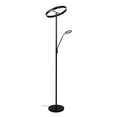 Abbildung von Trio Leuchten LED Stehleuchte Willis 449510232, Metall Schwarz matt, 39 + 5.5 Watt LED, Lichtfarbe einstellbar, dimmbar
