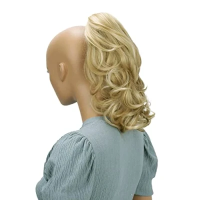 Abbildung von CAISHA 35cm Haarteil Helena Zopf Haarverlängerung mit Butterflyklammer Voluminös Gewellt Blond Mix H83