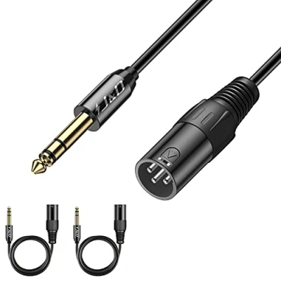 Abbildung von J&amp;D XLR auf TRS 6.35mm (1/4 inch) Kabel, 2 Pack Männlich to Männlich, 2.7 Meter