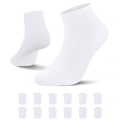 Abbildung von L&amp;K 12 Paar Herren/Damen Sneaker Socken Uni Farbe Füßlinge Weiß 43/46 2301WH