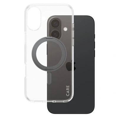 Abbildung von Apple iPhone 16 Plus Hülle MagSafe Recycelter Kunststoff Hard Case/Backcover Handyhülle Schwarz Shockproof/Stoßfest mit Foto od. Logo