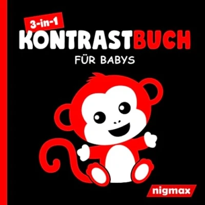 Abbildung von 3 in 1 Kontrastbuch für Babys: Mehr als 60 kindgerechte Schwarz Weiß Bunt Kontrastkarten zur bestmöglichen visuellen Entwicklung von Neugeborenen Babybuch ab 0 Monaten nach Montessori