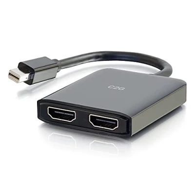 Abbildung von C2G Mini DisplayPort™ 1.2 to Dual HDMI® MST Hub 4K Doppelmonitor Hub, DP Multi Stream Transport (MST) Multiple Monitor Splitter,Schwarz, 84292