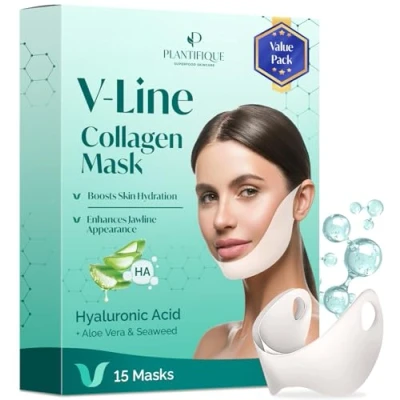 Abbildung von Plantifique Gesichtsmaske V line Hyaluron Face Mask 15er Set Tape Doppelkinn Vegan Masken Beauty Jawline Korean Kinn Straffen