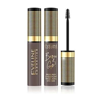 Abbildung von Eveline Cosmetics BROW&amp;GO Augenbrauen Mascara Präzisionsbürste, Voluminierende Mikrofasern, Lang anhaltende Formel Erhältlich in Hell, Dunkel und Taupe