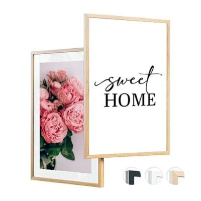 Abbildung von edihome, Bilderrahmen a3, (2 Stück), 29,7 x 42, Holz, Photo Frame, Rahmen din für Diplome, bruchsicheres Acrylglas, Poster und Bilder, Hoch Querformat (Braun, 2 Stück)
