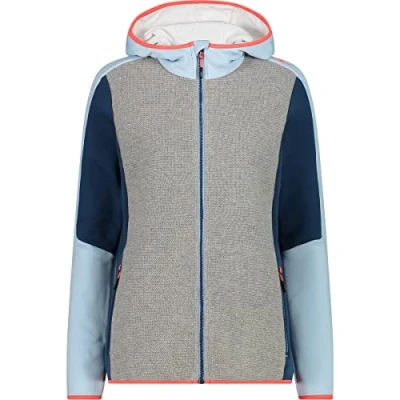 Abbildung von CMP Stretch Fleecejacke für Damen mit fester Kapuze, Kristallblau, D34
