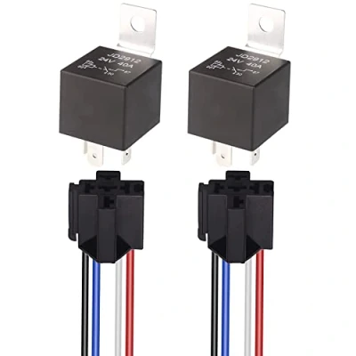 Abbildung von Gebildet JD2912 24V 40A SPST 4 Pin Auto Relais mit 12AWG Steckdose, Polig KFZ Fahrzeug Motor Drähte,Umschalt Relais, Pack of 2