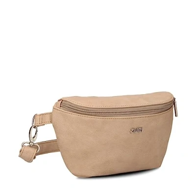 Abbildung von Zwei Damen Hip Bag Mademoiselle.M MH4 Bauchtasche 25 cm 1 Liter aus hochwertigem Kunstleder, Crossbody wasserabweisend, 3 in Bequeme Brusttasche, Gürteltasche &amp; Hüfttasche (Nubuk Sand)