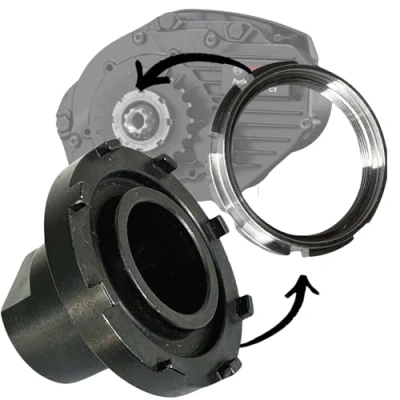 Abbildung von Fantic26 Lockring Tool Ebike Fahrrad Verschlussring Kettenblatt Speder Service Demontage Werkzeug Nuss 51mm geeignet für Bosch Active/Performance ab 2014