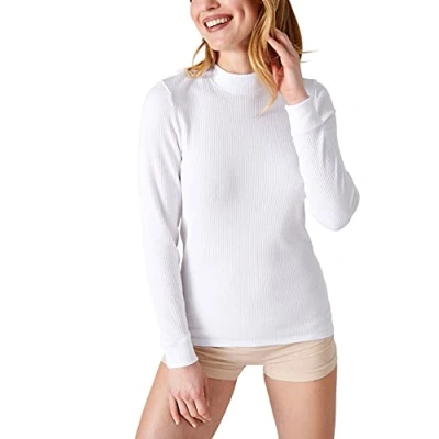 Abbildung von Damart Damen Shirt mit Stehkragen. Unterwäsche, Weiß, Small