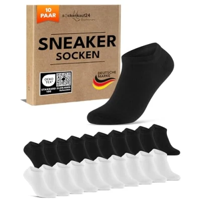 Abbildung von 10 Paar Sneaker Socken Herren Damen Baumwolle Komfortbund ohne Naht 70102T WP (Schwarz Weiß 43 46)