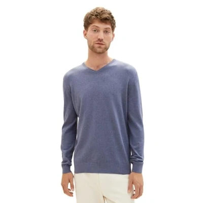 Abbildung von TOM TAILOR Herren 1012820 Basic Strickpullover Mit V Ausschnitt, 18964 Vintage Indigo Blue Melange, 3XL EU