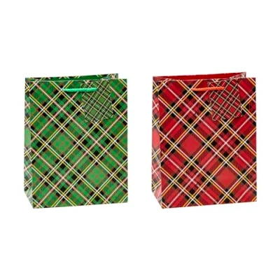 Abbildung von TSI Geschenktüten TARTAN, 12er Packung, Größe: Mittel (HxBxT 23 x 18 10 cm), Art. Nr. 87012