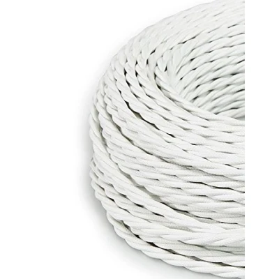 Abbildung von Textilkabel für Lampe, Stoffkabel 3 adrig (3x0,75mm²) Weiß. Made in Italy (10 Meter)