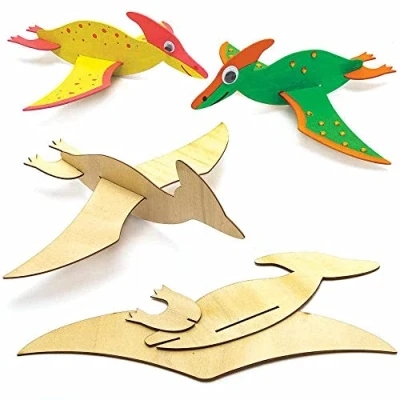 Abbildung von Baker Ross FC827 Dinosaurier Holz Bastelset 8er Pack, Kleine Bausätze für Kinder zum Basteln, Mittel