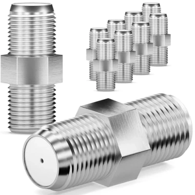 Abbildung von HB DIGITAL 10x Profi F Verbinder Buchse/Buchse Vernickelt HQ breite Mutter für Stecker jeder Größe 4 8,2mm Koaxial Antennenkabel Sat Kabel BK Anlagen