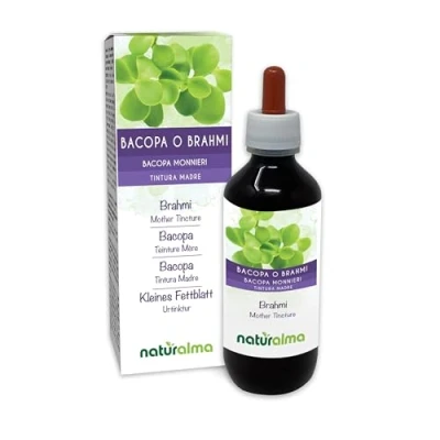 Abbildung von Kleines Fettblatt oder Brahmi (Bacopa monnieri) Kraut Alkoholfreier Urtinktur Naturalma Flüssig Extrakt Tropfen 200 ml Nahrungsergänzungsmittel Veganer