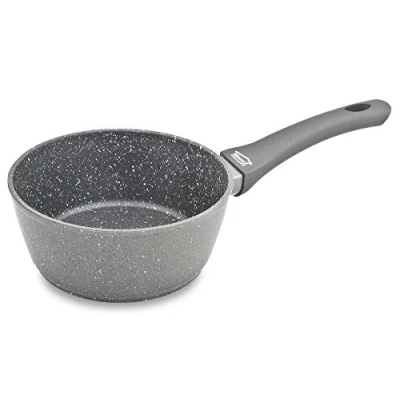Abbildung von Menax Focus Stielkasserolle aus Aluminium Antihaftbeschichtet 5 Schicht Antihaftbeschichtung StoneDesign Ø 16 cm