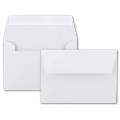 Abbildung von 75x Brief Umschläge B6 Weiß 12,5 x 17,5 cm Haftklebung 120 g/m² breite edle Verschluss Lasche hochwertige Einladungs