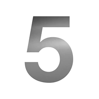 Abbildung von Zahlen Aufkleber Nr. 5 in silber I Höhe 10 cm selbstklebende Haus Nummer, Ziffer zum Aufkleben für Außen, Briefkasten, Tür wetterfest kfz_675_5