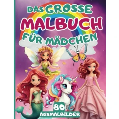Abbildung von Das Große Malbuch für Mädchen: 80 schöne Motive mit Einhörnern Meerjungfrauen Elfen Feen und Prinzessinnen zum Ausmalen genießen Kinder von 4 bis 8 Jahren
