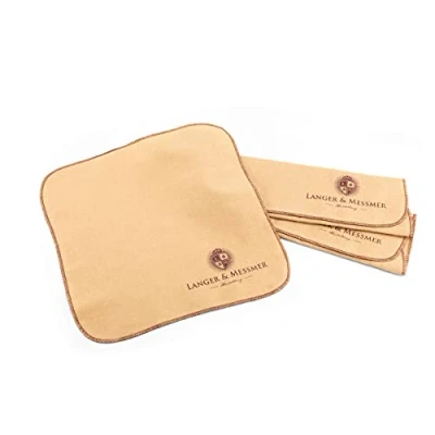 Abbildung von Langer &amp; Messmer Poliertücher für Glattleder aus 100% Baumwolle im praktischen Set Das Schuhputztuch die professionelle Schuhpflege (Bordeaux Beige)