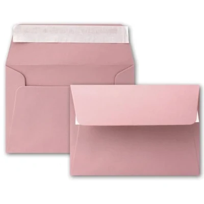 Abbildung von FarbenFroh by GUSTAV NEUSER 25x Brief Umschläge B6 Altrosa 12,5 x 17,5 cm Haftklebung 120 g/m² breite edle Verschluss Lasche hochwertige Einladungs