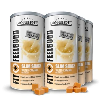 Abbildung von Layenberger Fit+Feelgood Slim Shake Powder, Mahlzeitersatz für 72 Portionen mit je 213 kcal (6x 396 g) Salted Caramel