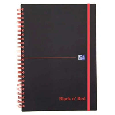 Abbildung von Oxford 400047655 Spiralbuch Black n&#039; Red DIN A5 liniert flexibler Deckel 70 Blatt schwarz/rot Notizblock Schreibblock Collegeblock
