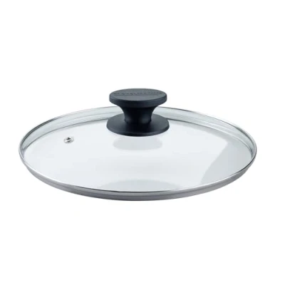 Abbildung von FACKELMANN Pfannenglasdeckel 24cm Hitzebeständig, Bakelit Griff, 3 Jahre Garantie, Shadow Black Universal Pfannendeckel für alle Pfannen