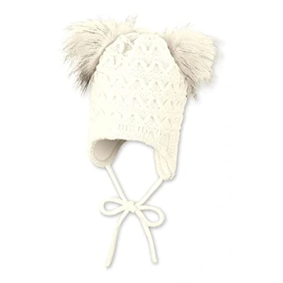 Abbildung von Sterntaler Baby Mädchen Strickmütze Puscheli Mütze, Ecru, 45
