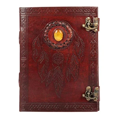 Abbildung von OVERDOSE Pankh with Stone journal Notebook Handgemachtes Leder Reisetagebuch Schreib Organizer planer Tagebuch Size 6x8 inches 15x20 cm