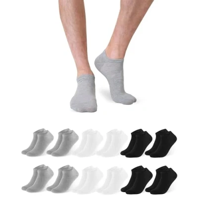 Abbildung von Libella 12 Paar Sneaker Socken Damen 35 38 Baumwolle Füßlinge Atmungsaktive Kurze Sportsocken Sneakersocken Unisex in Schwarz Weiß Grau