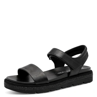 Abbildung von MARCO TOZZI Damen Sandalen flach mit Klettverschluss Bequem, Schwarz (Black), 39 EU