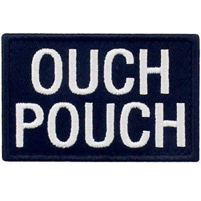 Abbildung von Autsch Pouch Bestickter Aufnäher mit Haken und Flauschbänder, Weiß schwarz