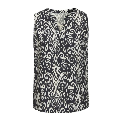 Abbildung von Vivance Blusentop, mit V Ausschnitt und Ethnomuster, Boho Style, Blusenshirt, Damenbluse