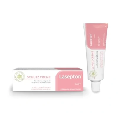 Abbildung von Lasepton Baby Schutz Creme, 80 ml: Schutzcreme für Pflege und im Windelbereich, Creme mit Zinkoxid Aloe Vera, gegen Nässe Juckreiz, wirkt beruhigend