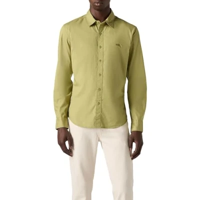 Abbildung von Levi&#039;s Men&#039;s Long Sleeve Battery Housemark Slim Shirt, Sage, Large