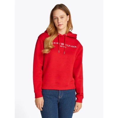 Abbildung von Tommy Hilfiger CORP LOGO Hoodie Sweatshirt, Damen, Größe: XXL, Primary red