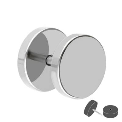 Abbildung von Treuheld® Fake Plug Ohrstecker aus Titan 1,2mm x 10mm Silber Tunnel Ohrring zum Schrauben für Damen und Herren