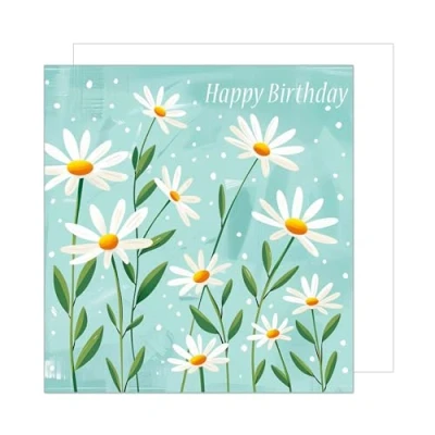 Abbildung von Edition Seidel Premium quadratische Geburtstagskarte mit Umschlag. Glückwunschkarte Happy Birthday Billet Karte für Frau Mama Oma Freundin Kollegin Gänseblümchen Blumen (GQ246 SW024)
