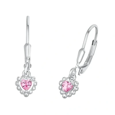Abbildung von Amor Ohrhänger 925 Sterling Silber Mädchen Kinder Ohrschmuck, mit Zirkonia synth., 2,2 cm, Silber, Herz, Kommt in Schmuck Geschenk Box,