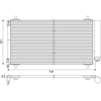 Abbildung von VALEO 817740 Klimakondensator mit Trockner Aluminium 303 R 134a CITROËN: C5 III Estate, II PEUGEOT: 407 SW